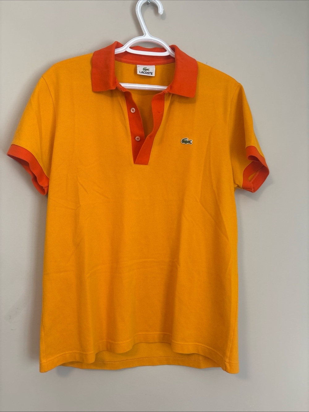 Lacoste Men's Orange Polo with Red-Orange Contrast Collar
